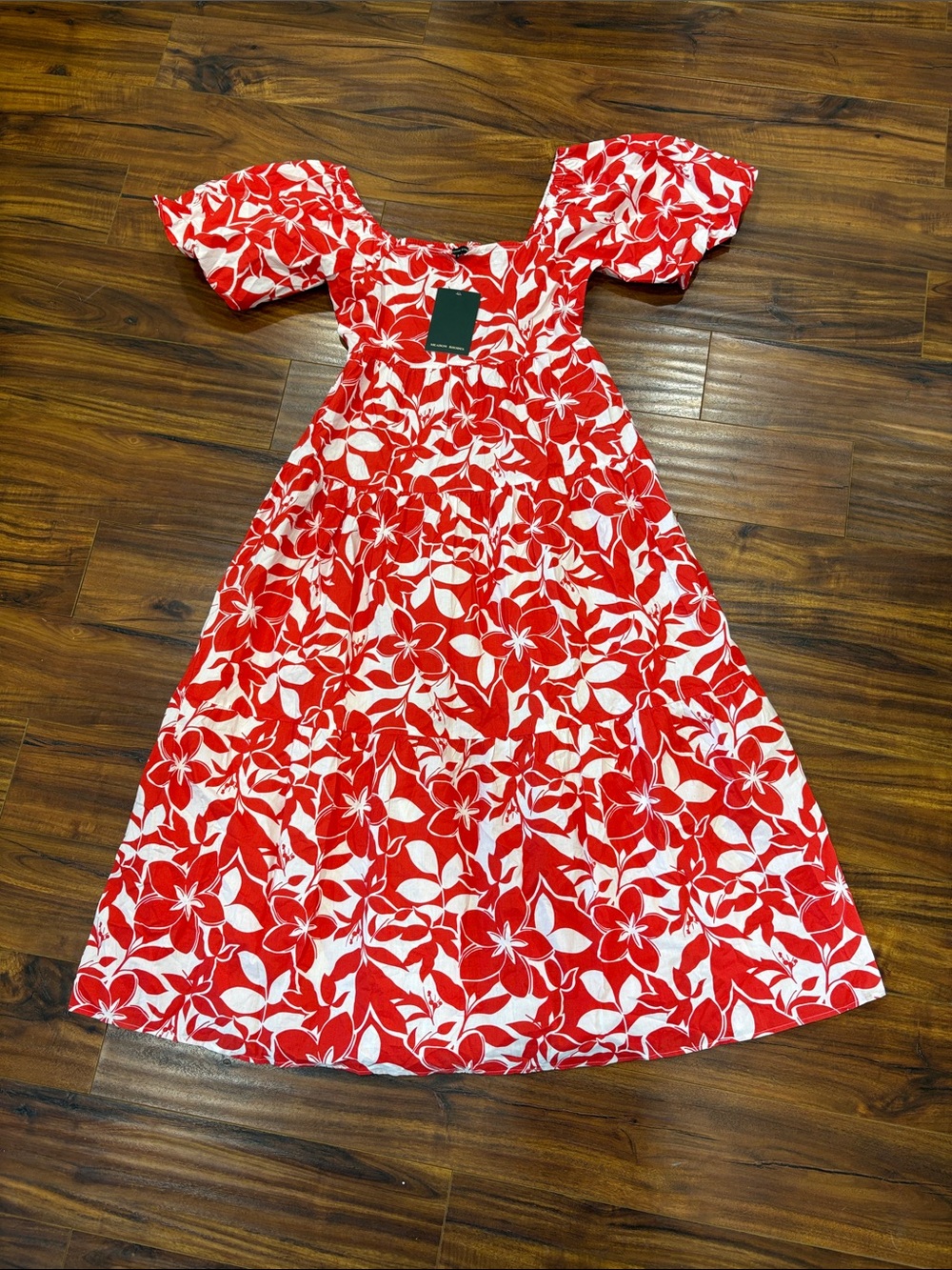 Anthropologie Red & White Floral Maxi Dress